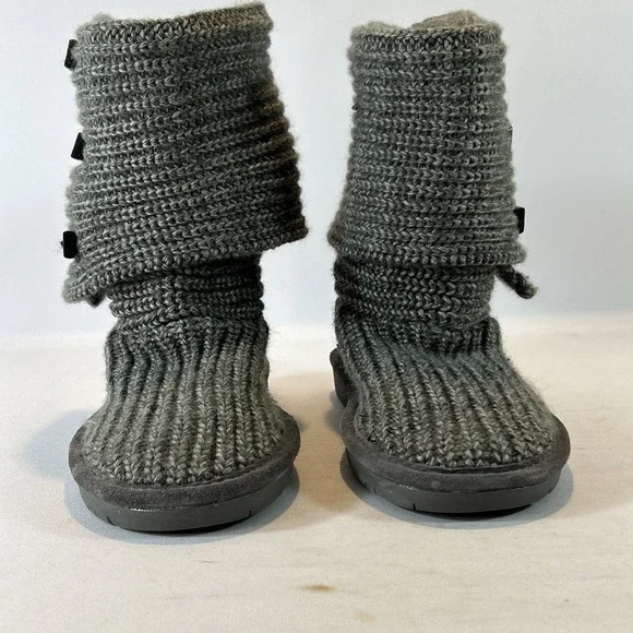 Bearpaw Knit Tall Women's Size 7 Sweater Boots 3 Button Gray Foldable 658W - Picture 6 of 13